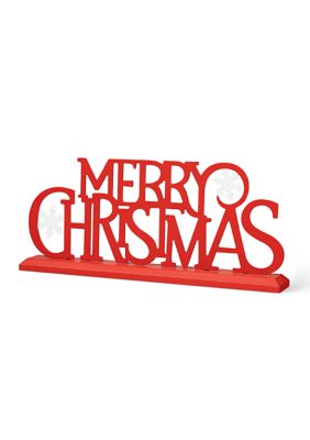 Glitzhome 18-inchL Wood & Metal MERRY CHRISTMAS Table Décor