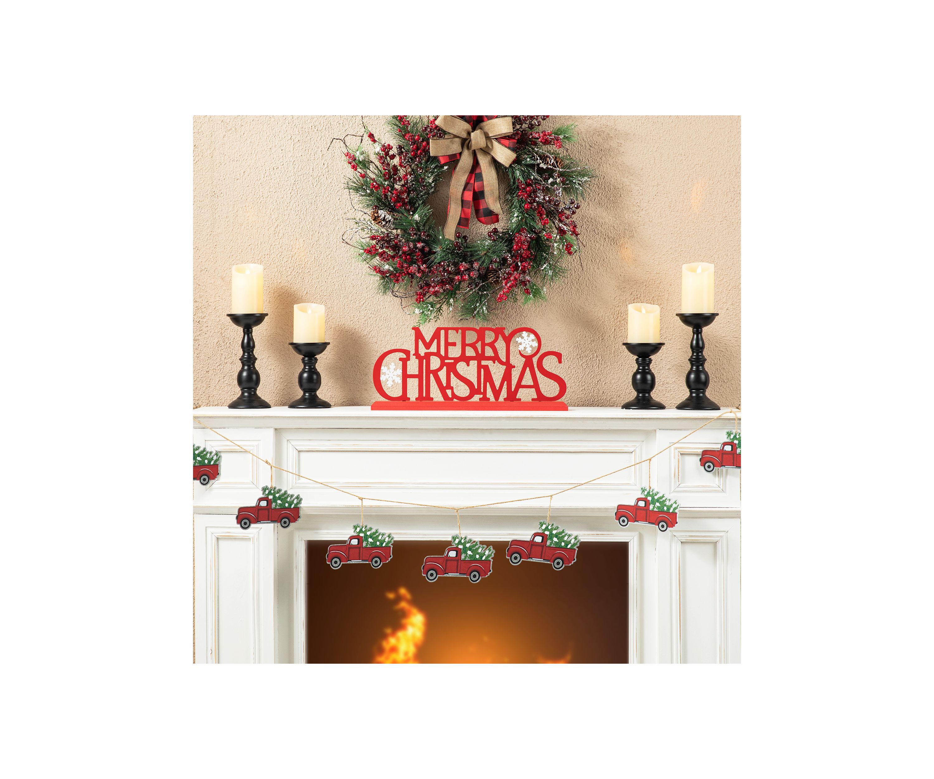 18-inchL Wood & Metal MERRY CHRISTMAS Table Décor