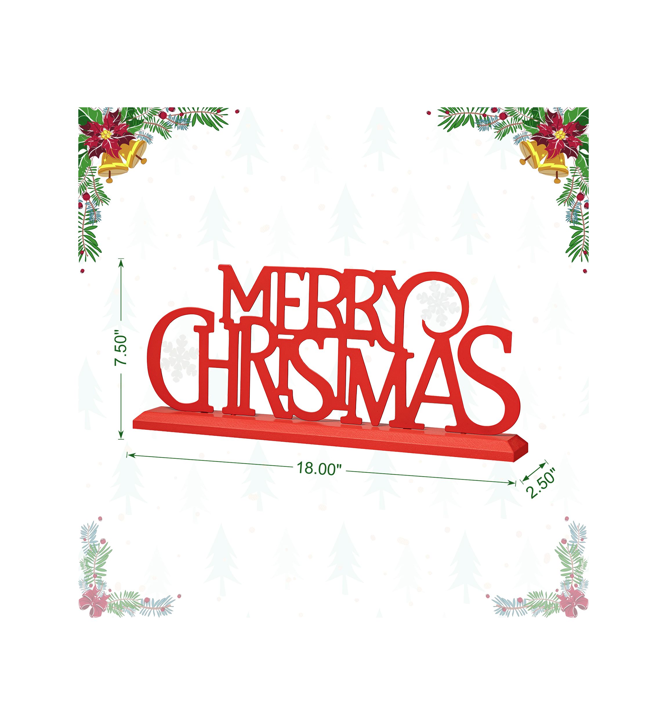 18-inchL Wood & Metal MERRY CHRISTMAS Table Décor