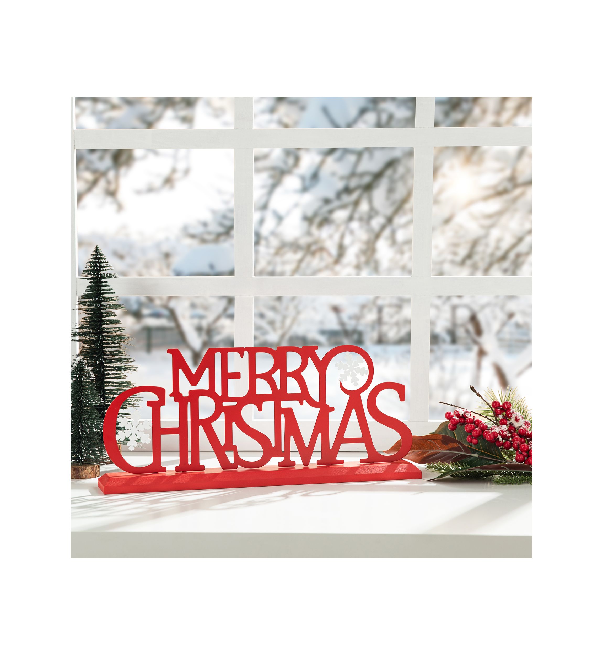 18-inchL Wood & Metal MERRY CHRISTMAS Table Décor