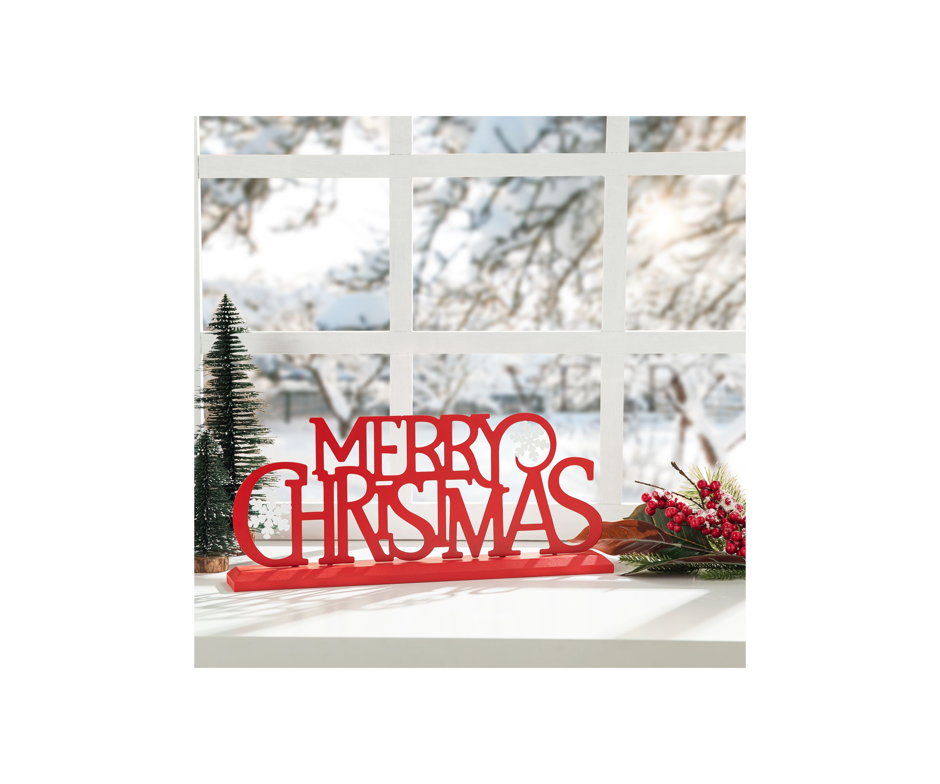 18-inchL Wood & Metal MERRY CHRISTMAS Table Décor