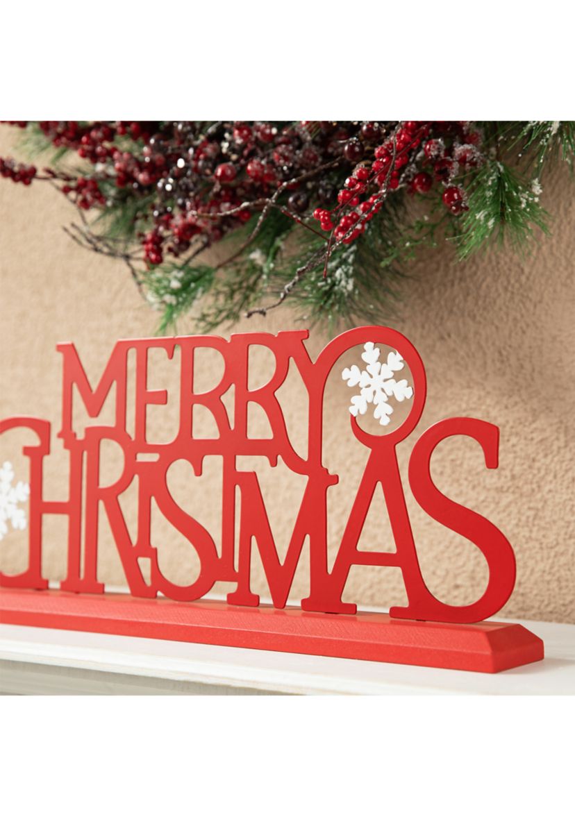 18-inchL Wood & Metal MERRY CHRISTMAS Table Décor