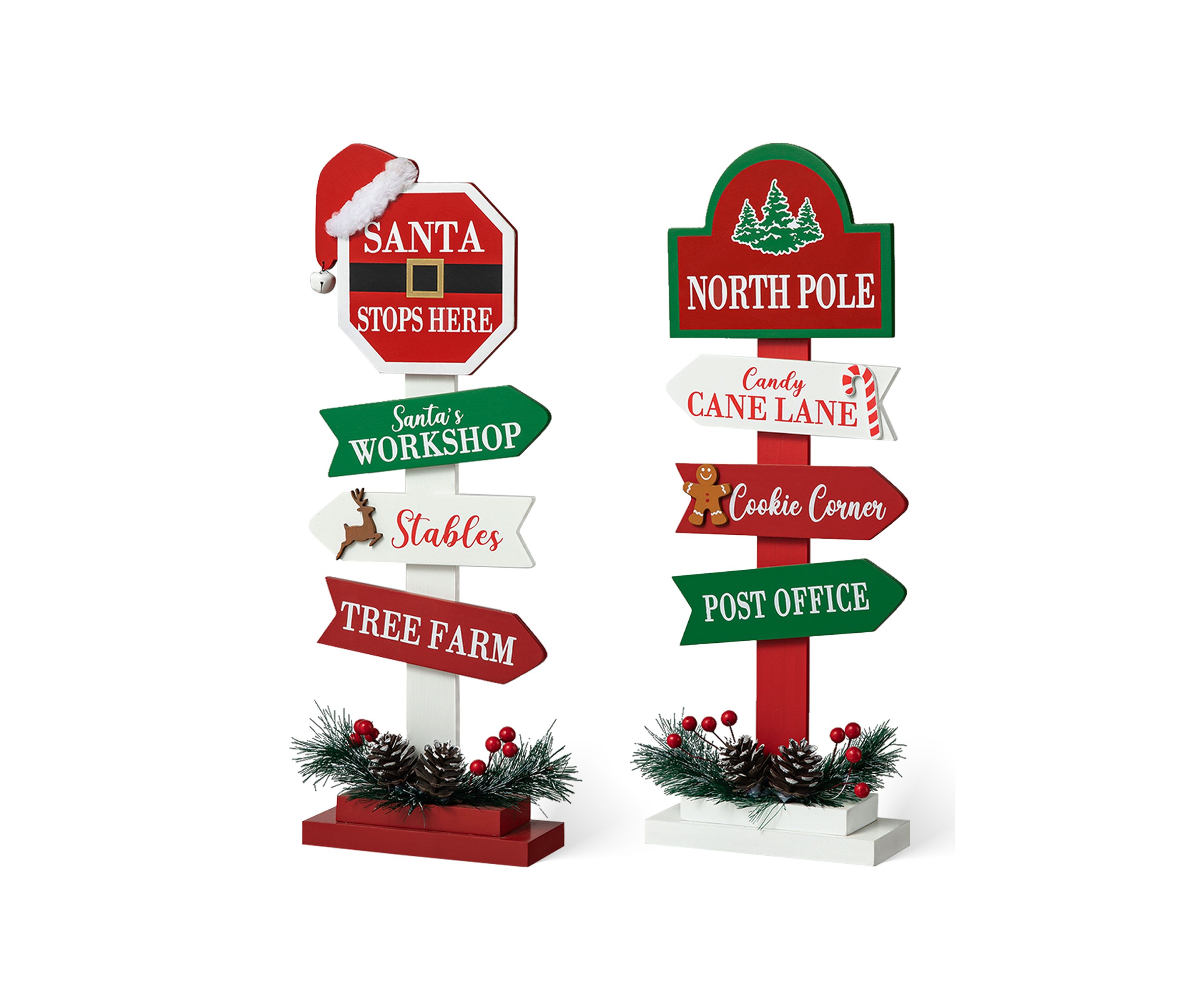 16.5-inchH Set of 2 Christmas Wooden Sign Table Décor
