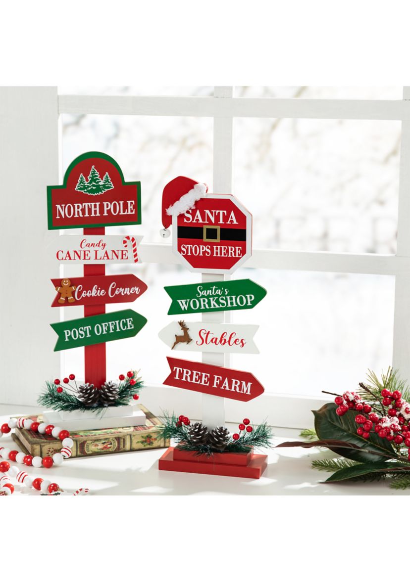 16.5-inchH Set of 2 Christmas Wooden Sign Table Décor
