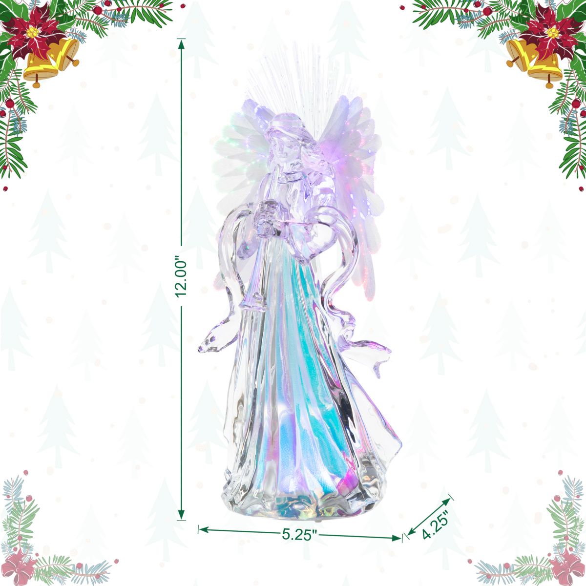 12"H Acrylic LED Color Changing Lighted Tabletop  Angel  Figurine