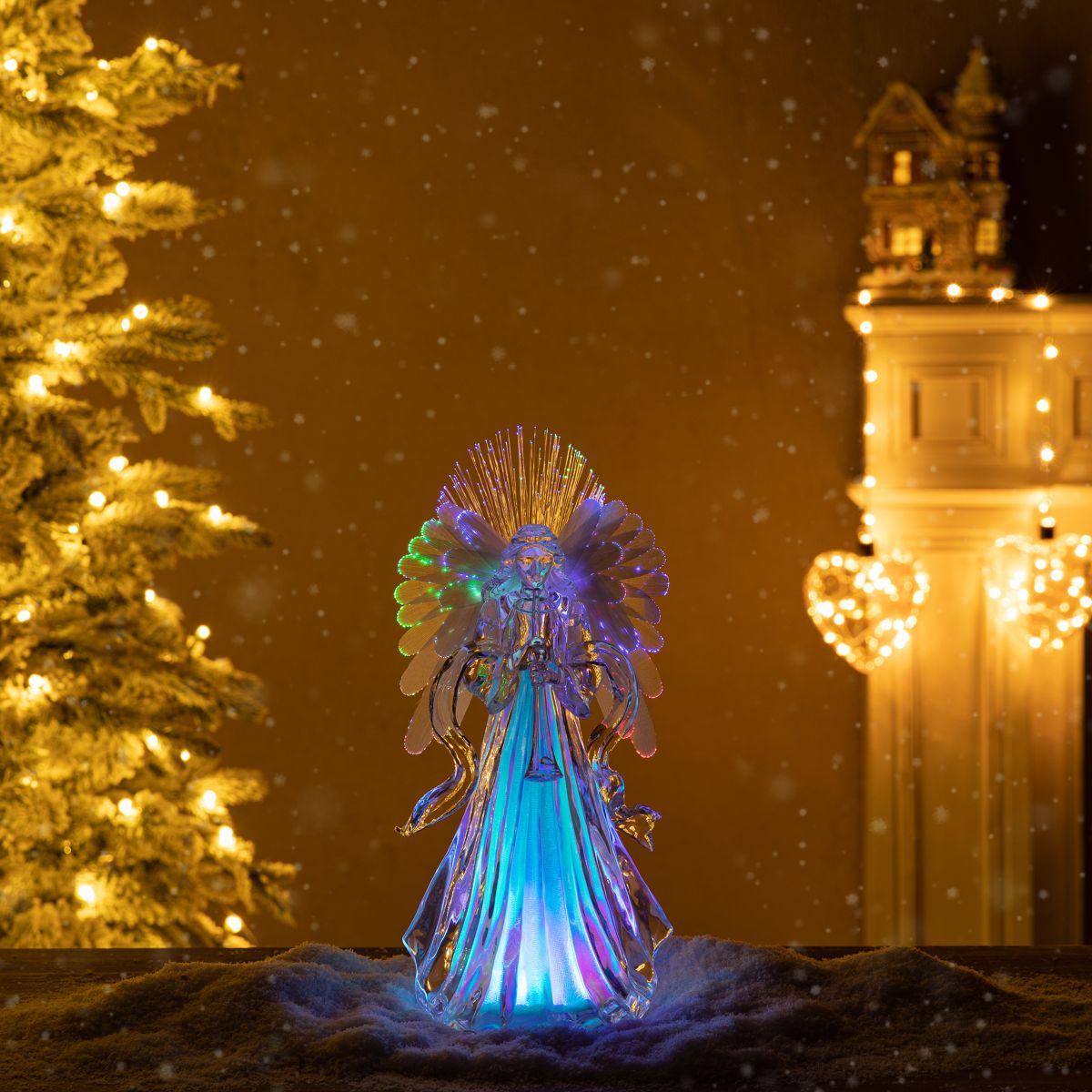 12"H Acrylic LED Color Changing Lighted Tabletop  Angel  Figurine