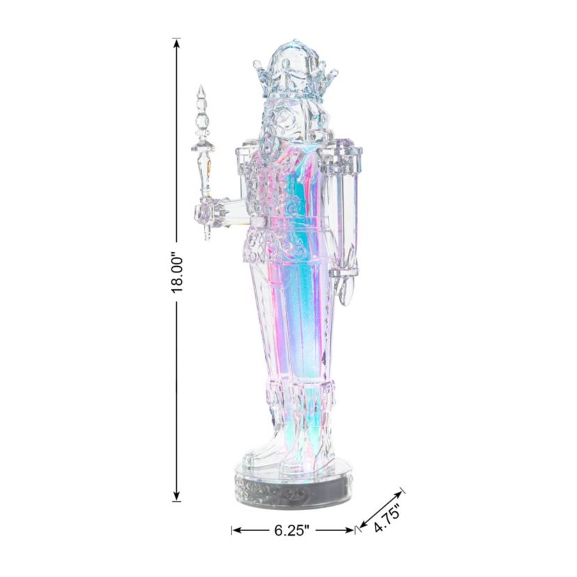 18"H  Acrylic LED Color Changing Lighted Tabletop  Nutcracker  Figurine