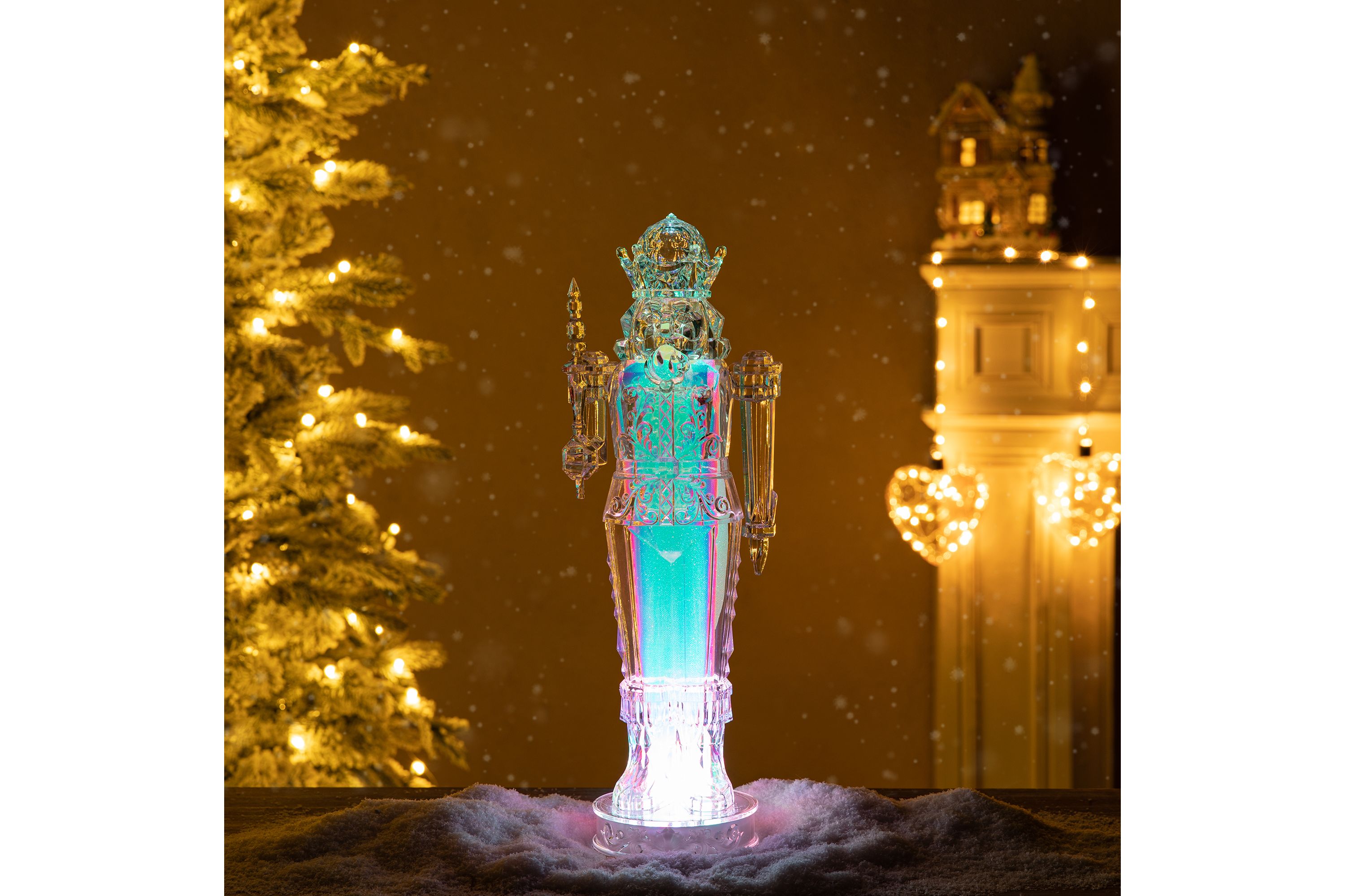 18"H  Acrylic LED Color Changing Lighted Tabletop  Nutcracker  Figurine