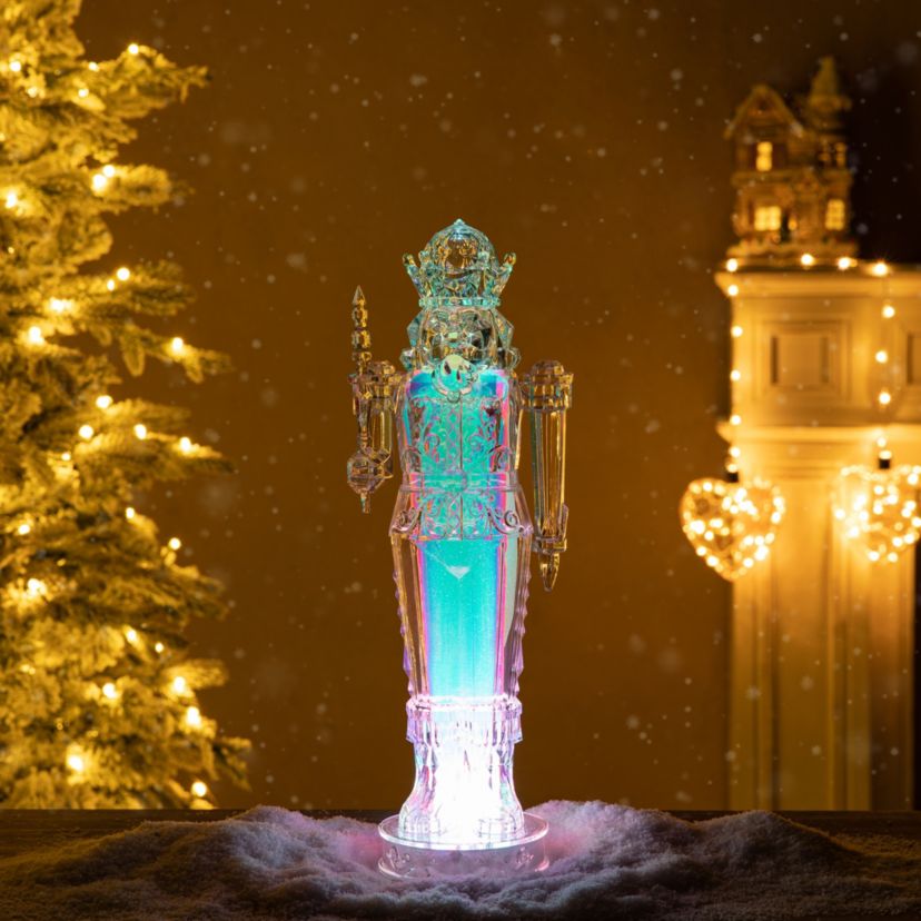 18"H  Acrylic LED Color Changing Lighted Tabletop  Nutcracker  Figurine