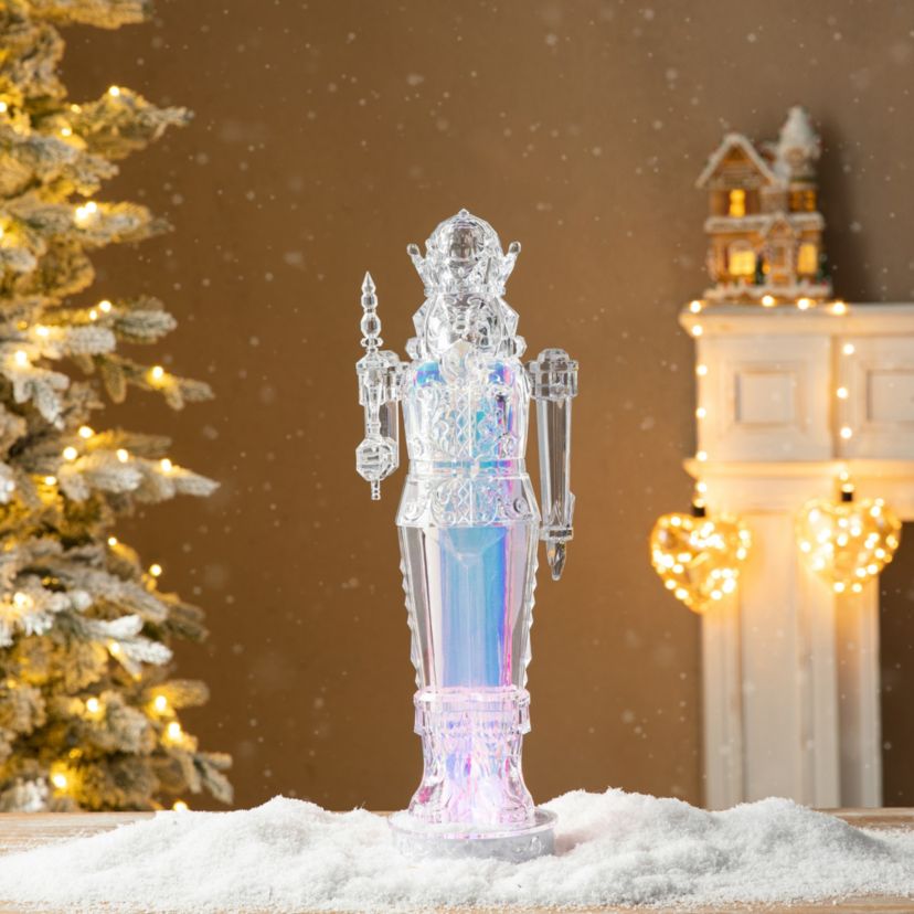 18"H  Acrylic LED Color Changing Lighted Tabletop  Nutcracker  Figurine