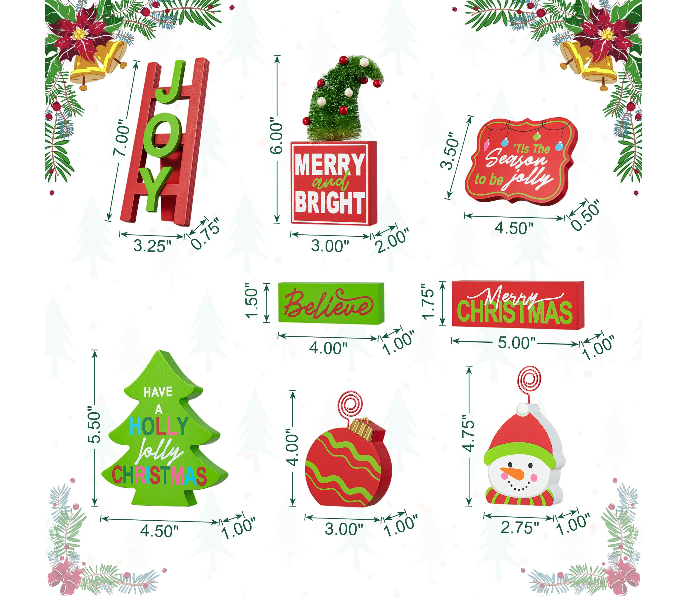 Set of 11 Christmas Wooden Word Signs and Fabric Santa Tiered Tray Set Table Décor