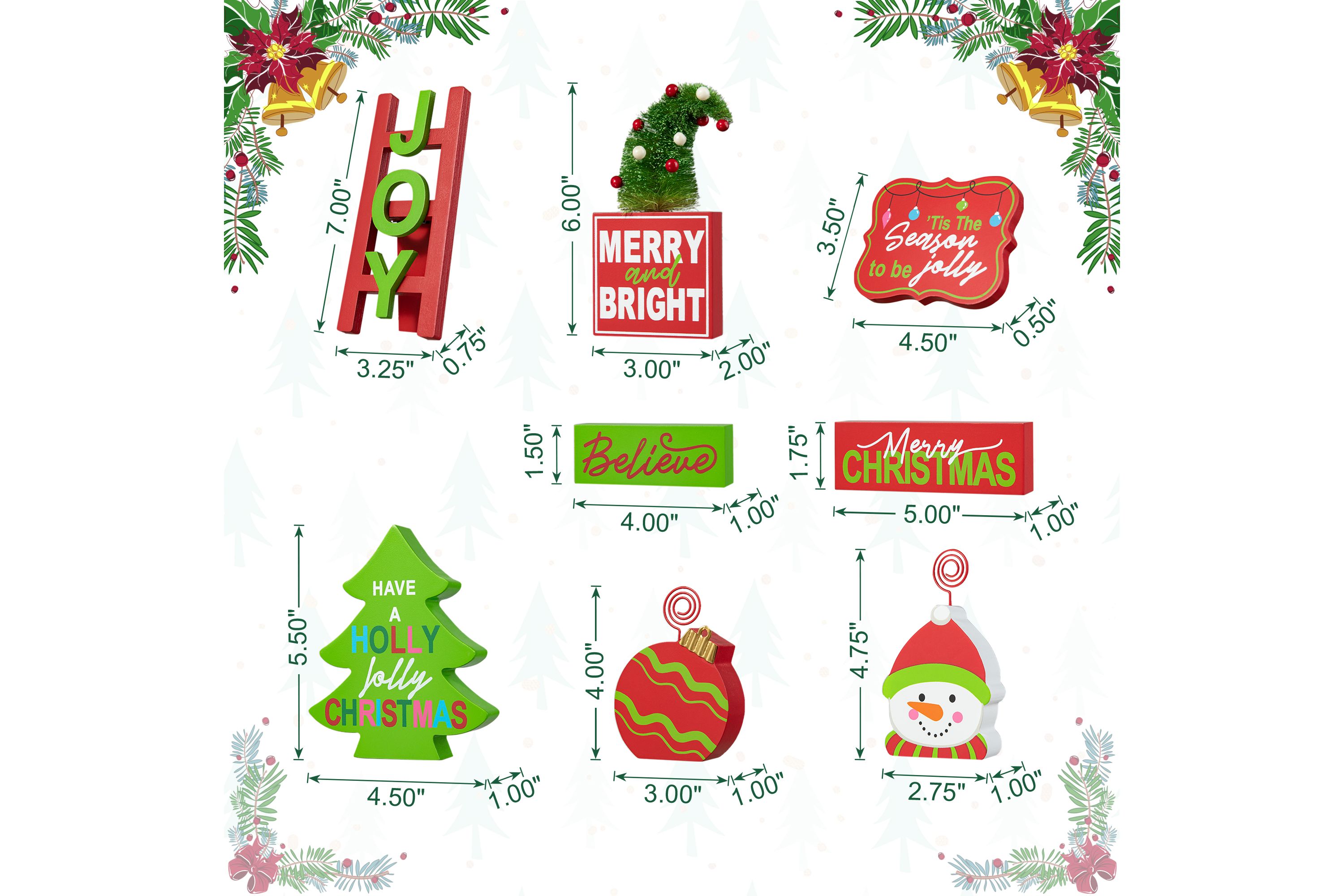 Set of 11 Christmas Wooden Word Signs and Fabric Santa Tiered Tray Set Table Décor