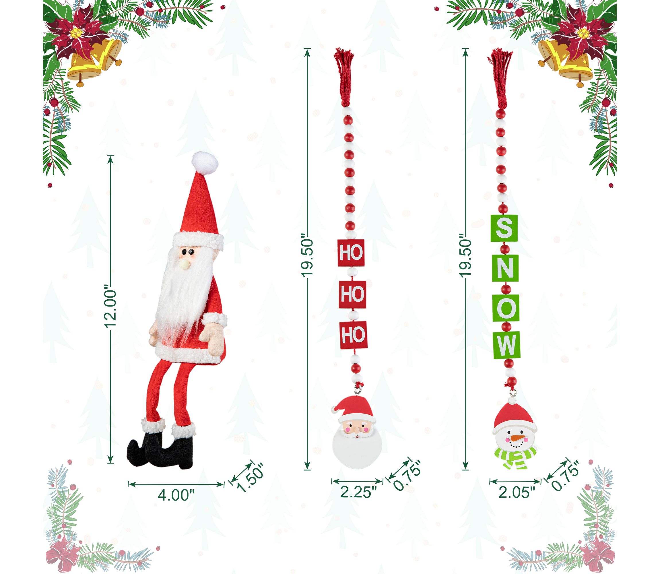 Set of 11 Christmas Wooden Word Signs and Fabric Santa Tiered Tray Set Table Décor
