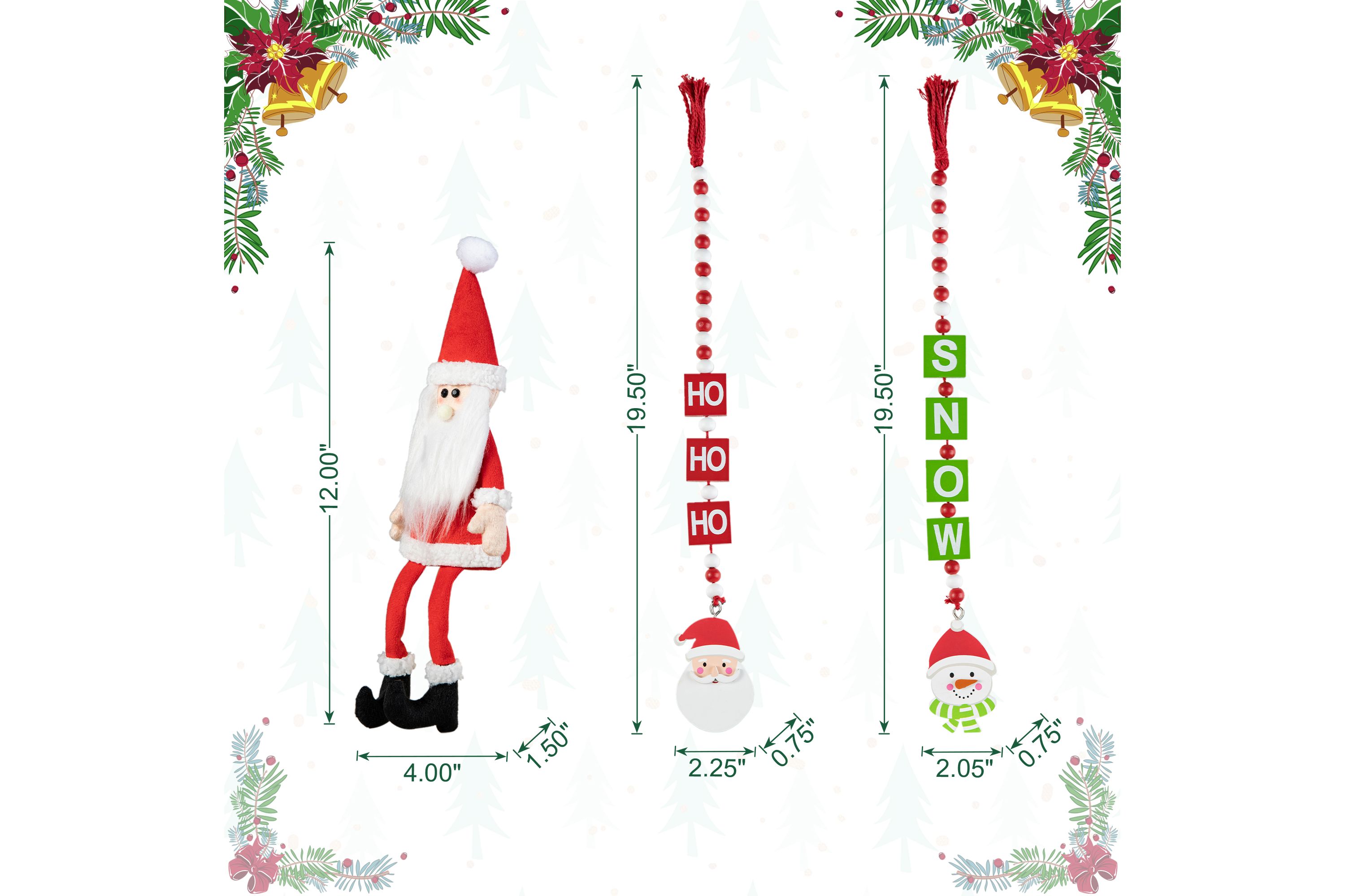 Set of 11 Christmas Wooden Word Signs and Fabric Santa Tiered Tray Set Table Décor