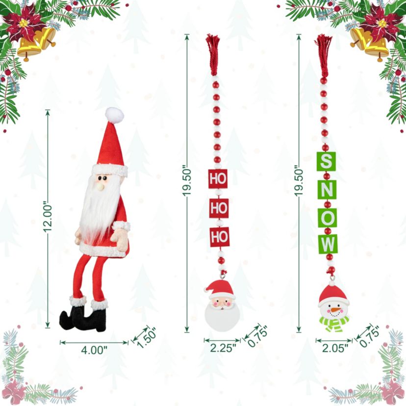 Set of 11 Christmas Wooden Word Signs and Fabric Santa Tiered Tray Set Table Décor