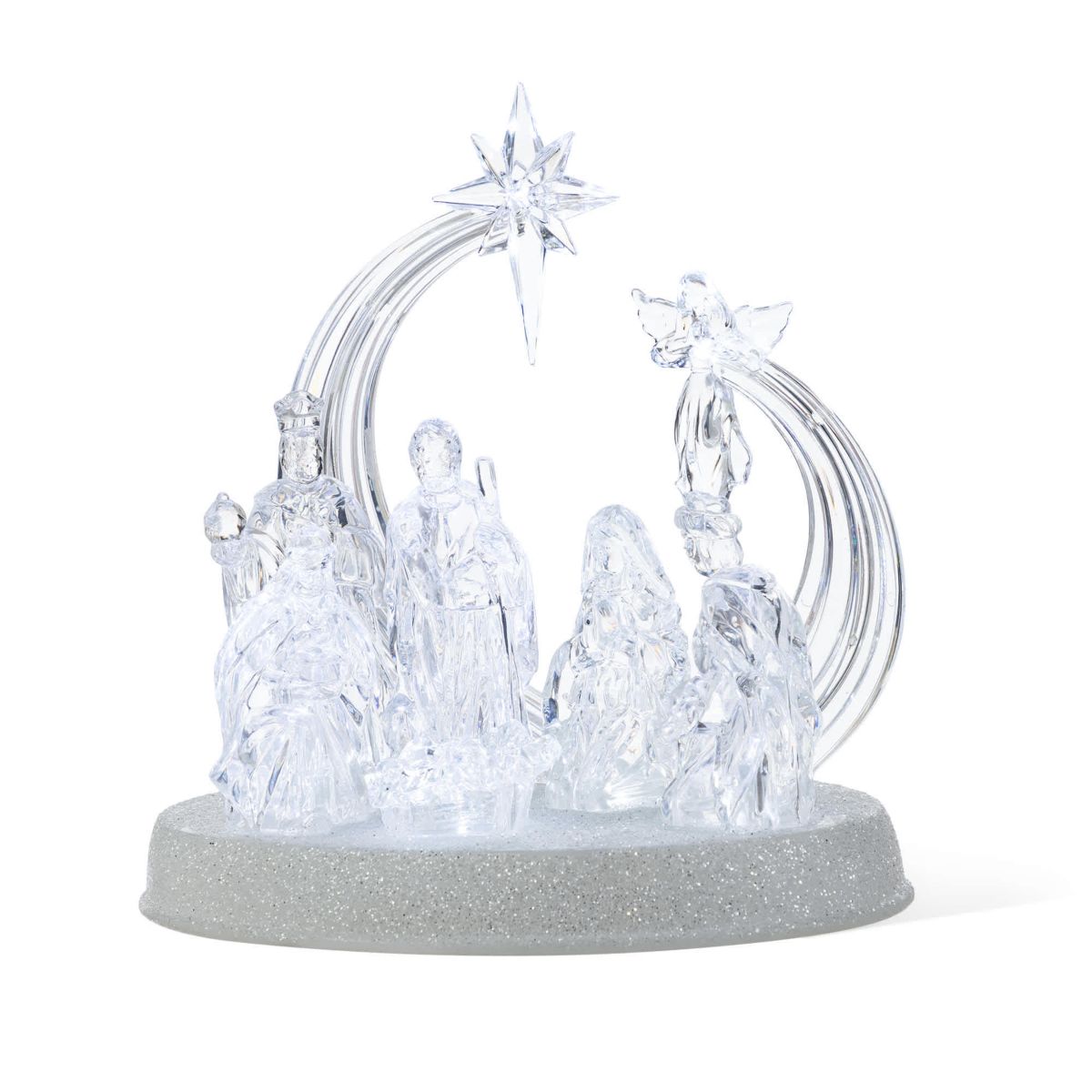 9L Christmas Lighted Acrylic Tabletop Nativity Scene Figurine