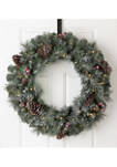 Pre-Lit Glittered Pine Cone Christmas Wreath with Warm White LED Lights