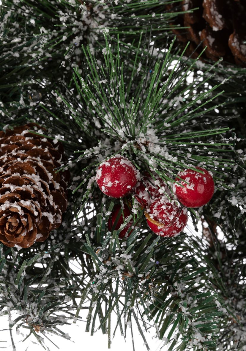Pre-Lit Glittered Pine Cone Christmas Wreath with Warm White LED Lights