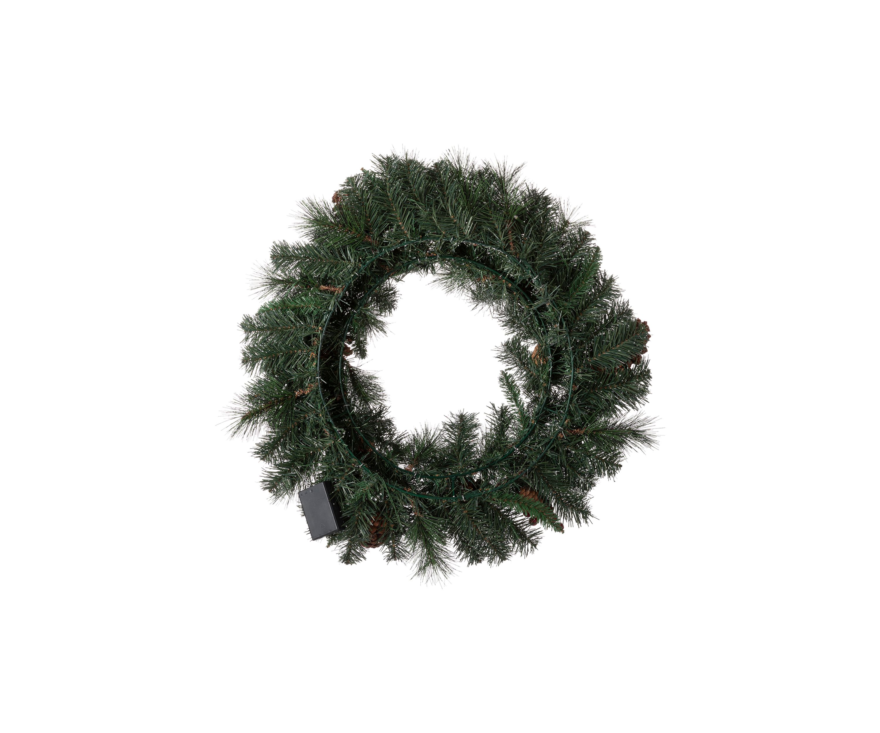 Pre-Lit Glittered Pine Cone Christmas Wreath with Warm White LED Lights
