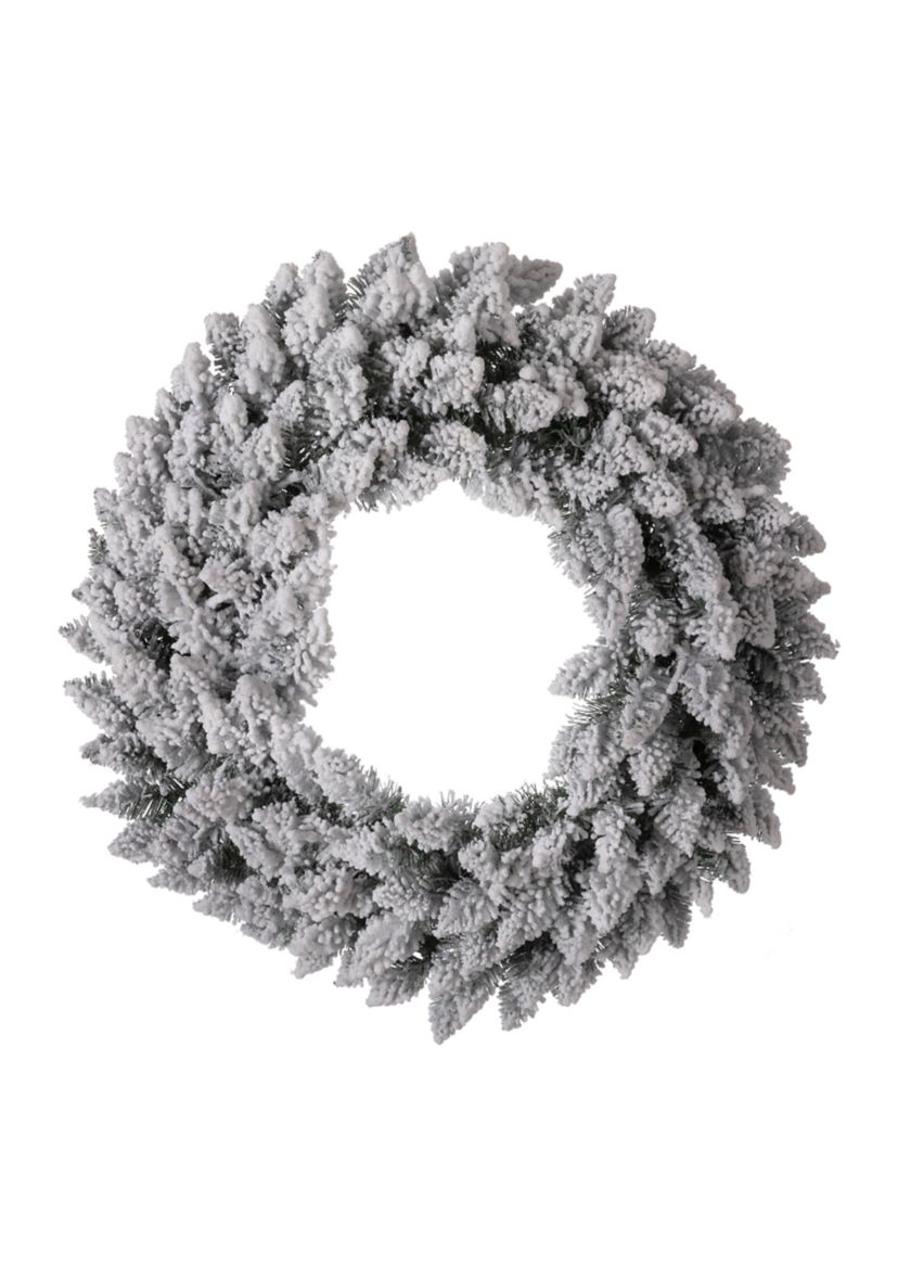 Pre-Lit Snow Flocked Christmas Wreath with Warm White LED Lights