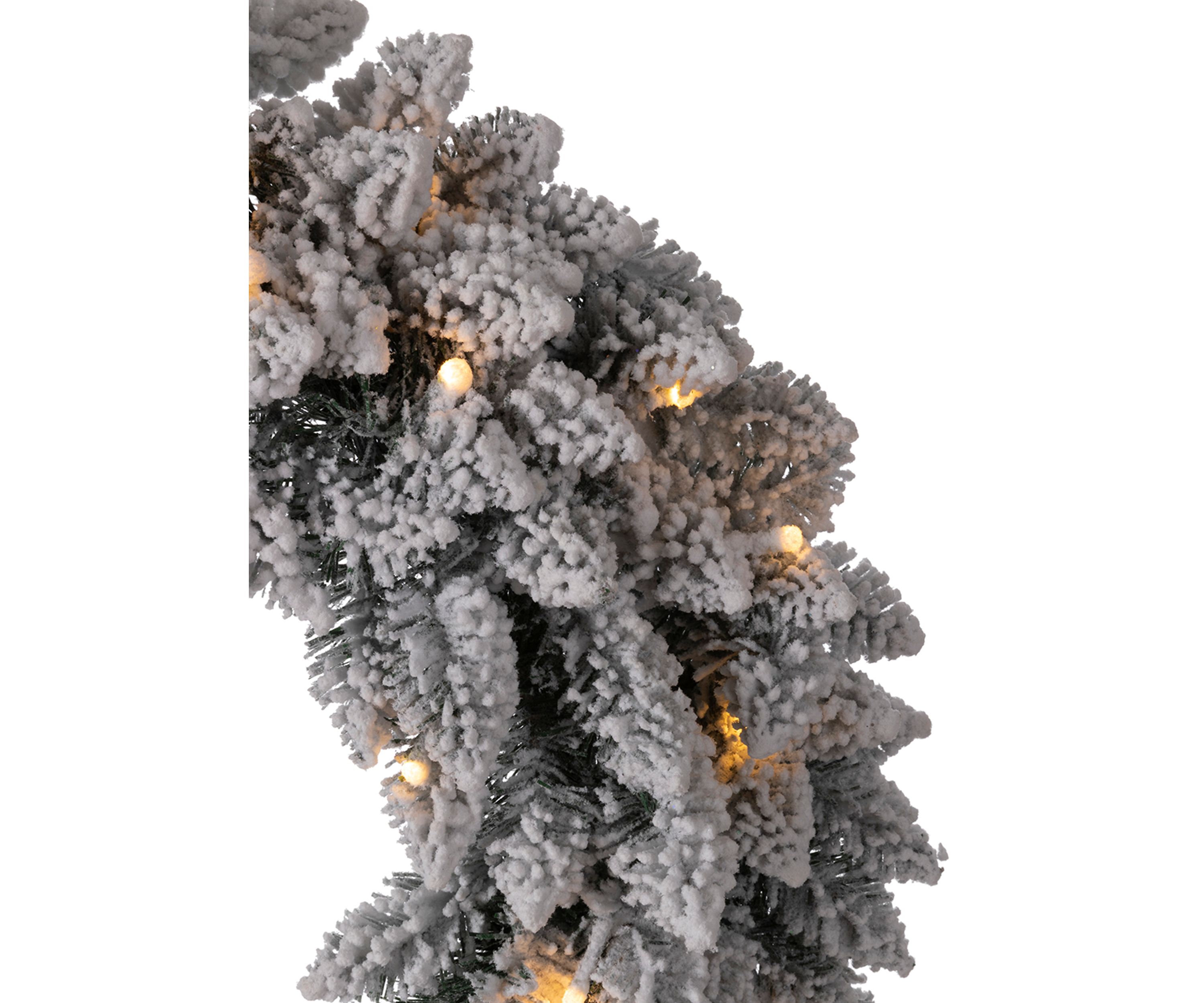 Pre-Lit Snow Flocked Christmas Wreath with Warm White LED Lights