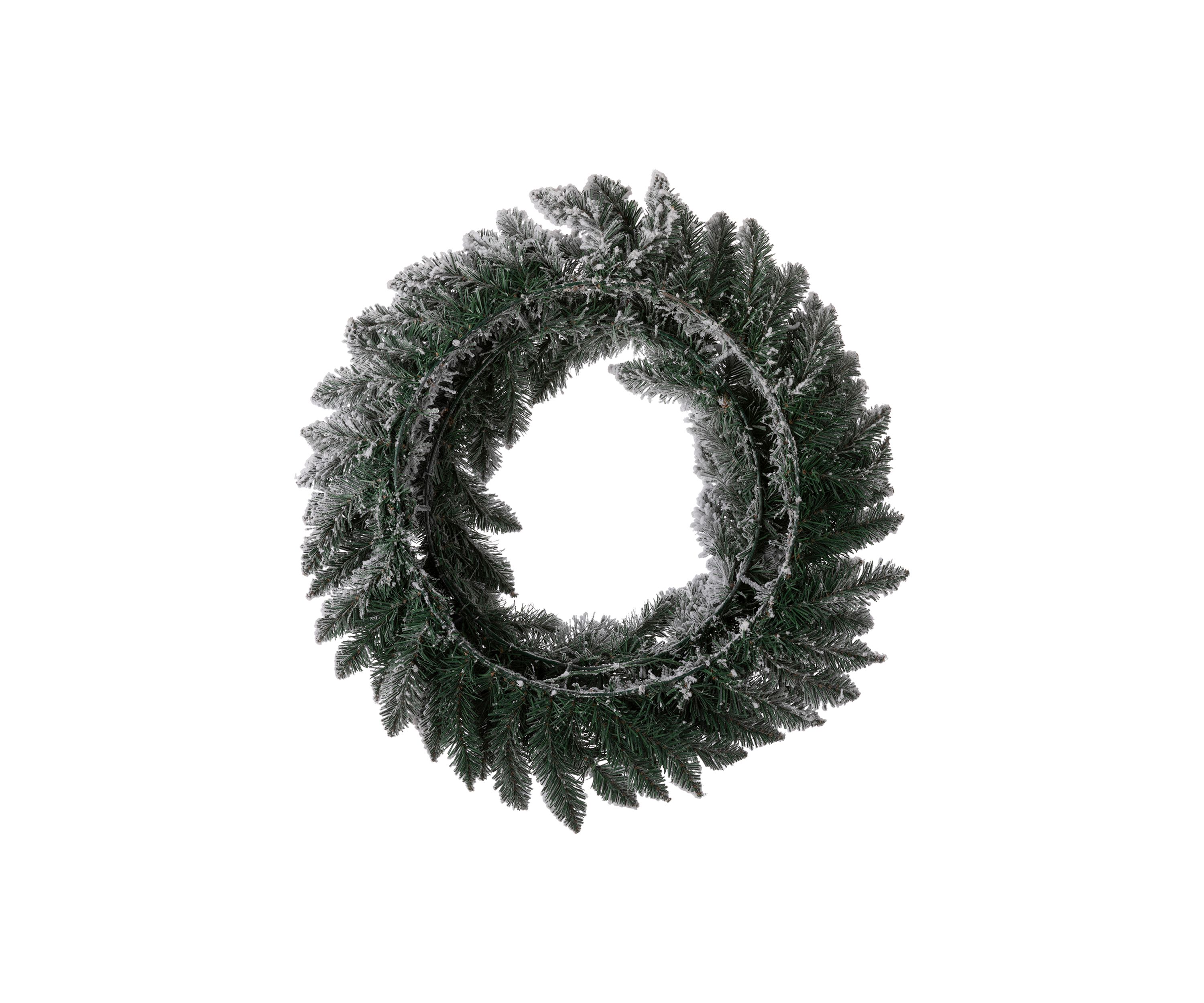 Pre-Lit Snow Flocked Christmas Wreath with Warm White LED Lights