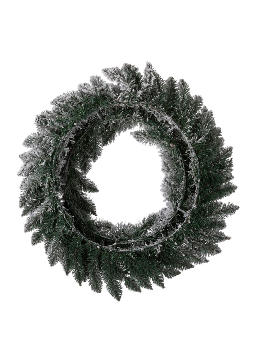 Pre-Lit Snow Flocked Christmas Wreath with Warm White LED Lights