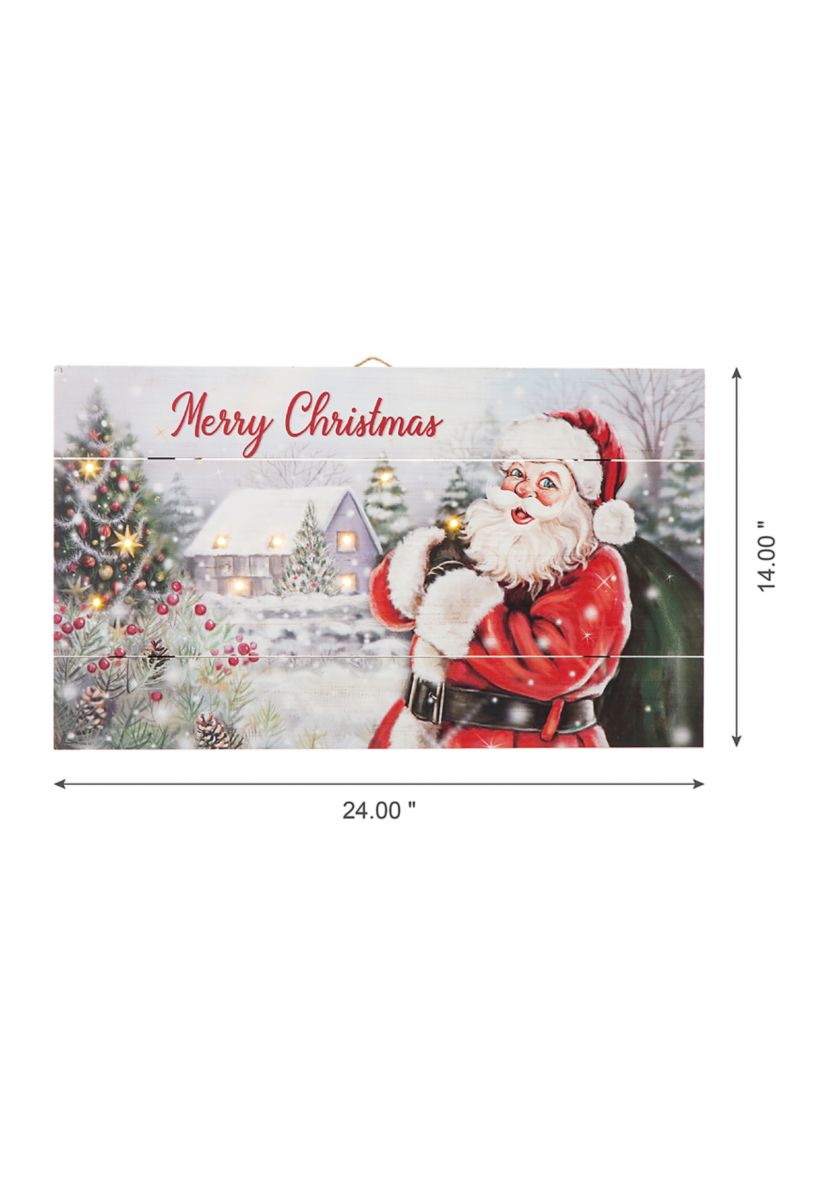 Lighted Wooden  Santa Wall Decor