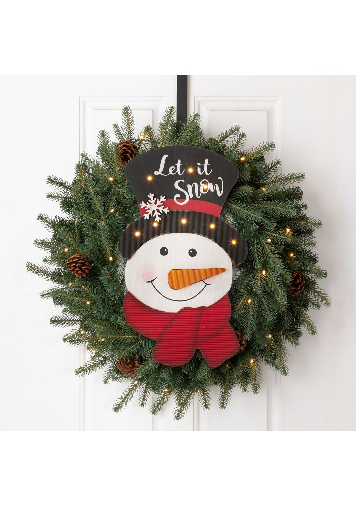 Lighted 3D Wooden Metal  Snowman Wall Décor