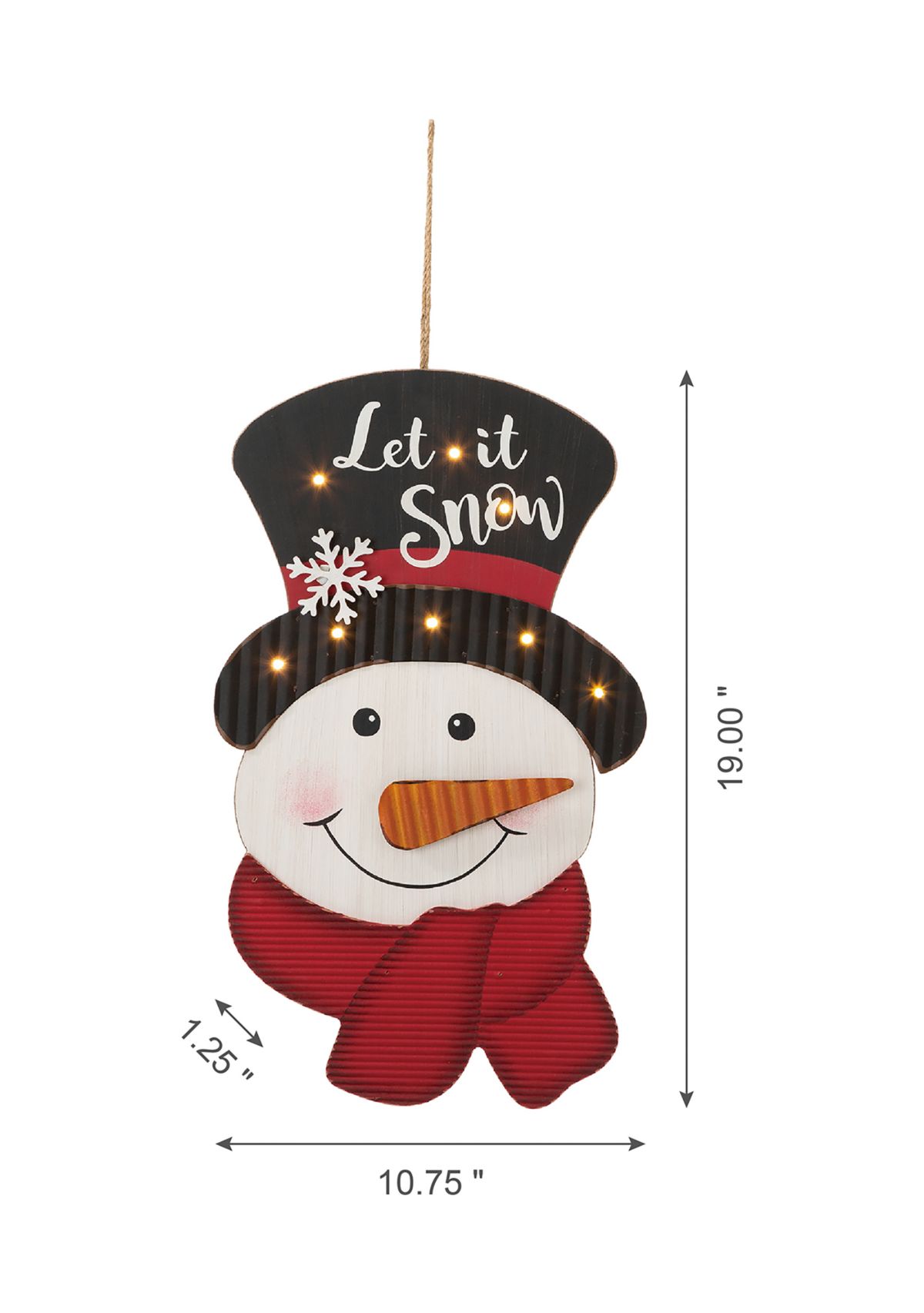 Lighted 3D Wooden Metal  Snowman Wall Décor