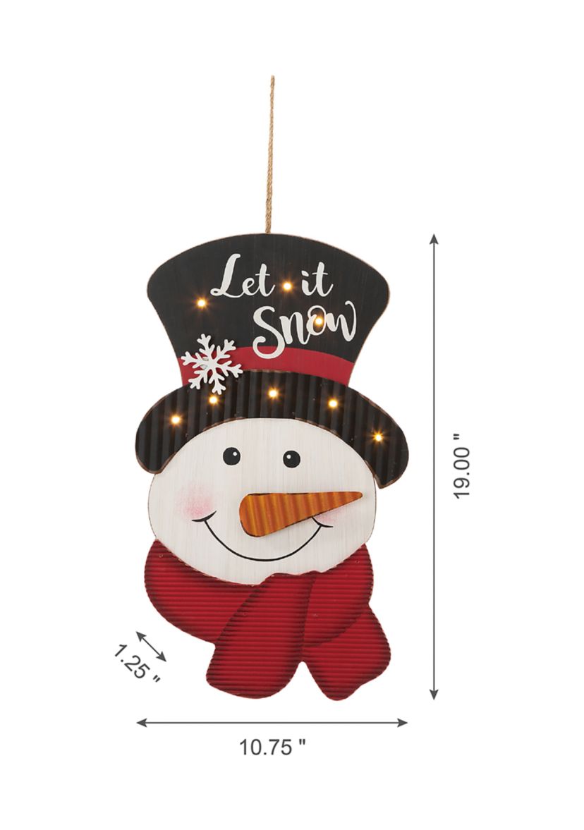 Lighted 3D Wooden Metal  Snowman Wall Décor