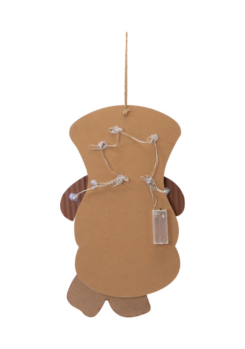 Lighted 3D Wooden Metal  Snowman Wall Décor