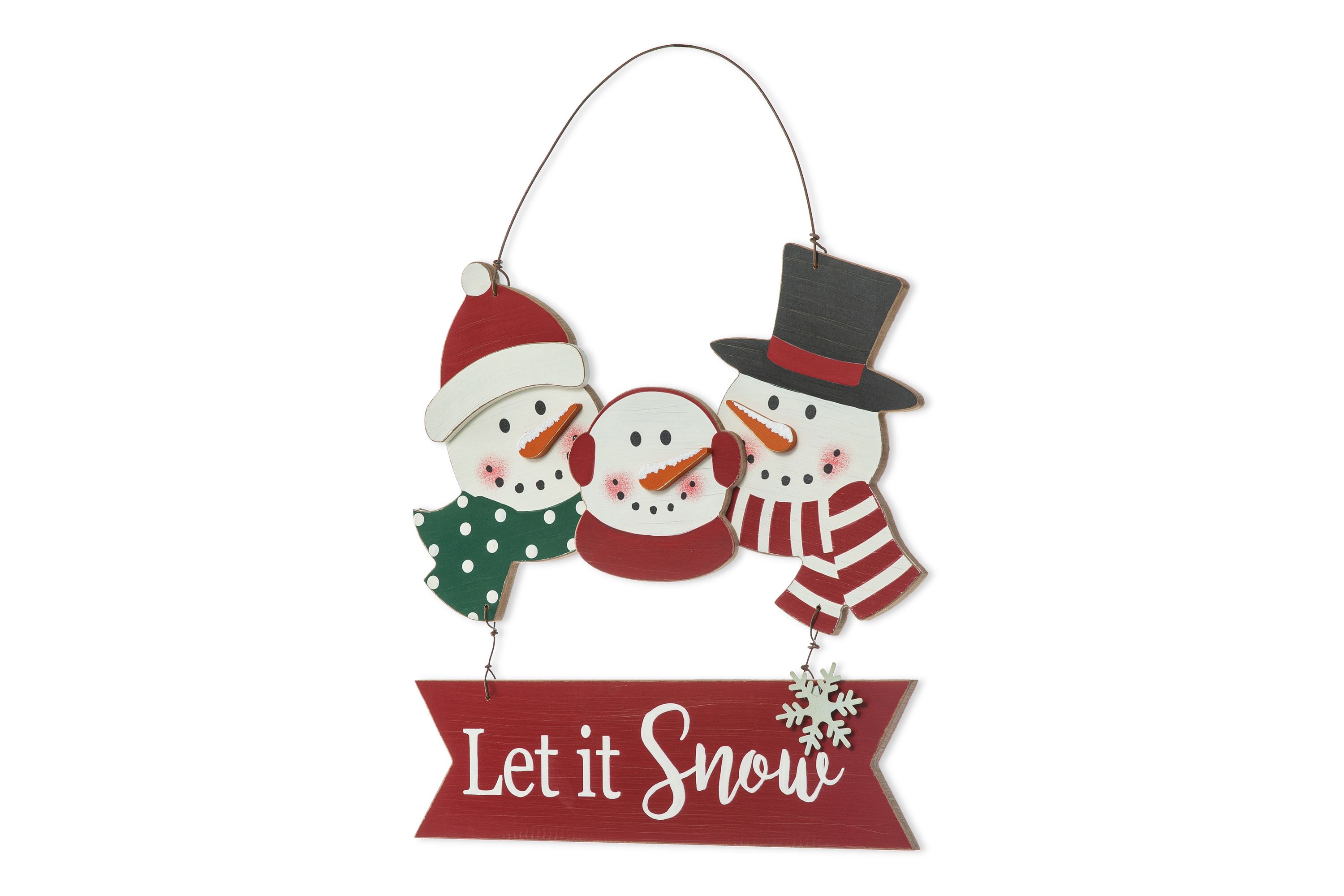 12.75"H Wooden Christmas Snowman Family Wall Decor