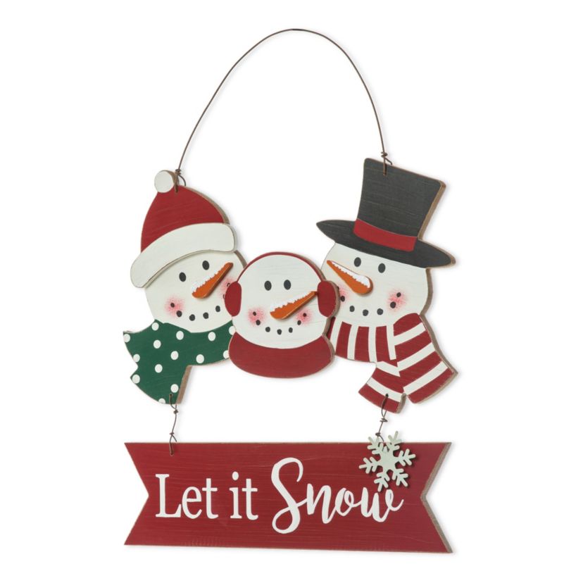12.75"H Wooden Christmas Snowman Family Wall Decor