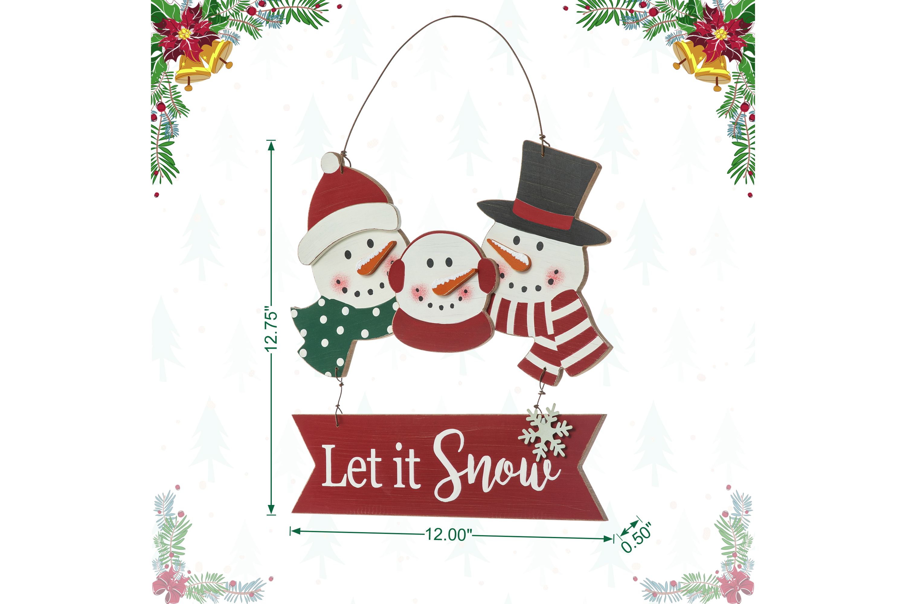 12.75"H Wooden Christmas Snowman Family Wall Decor