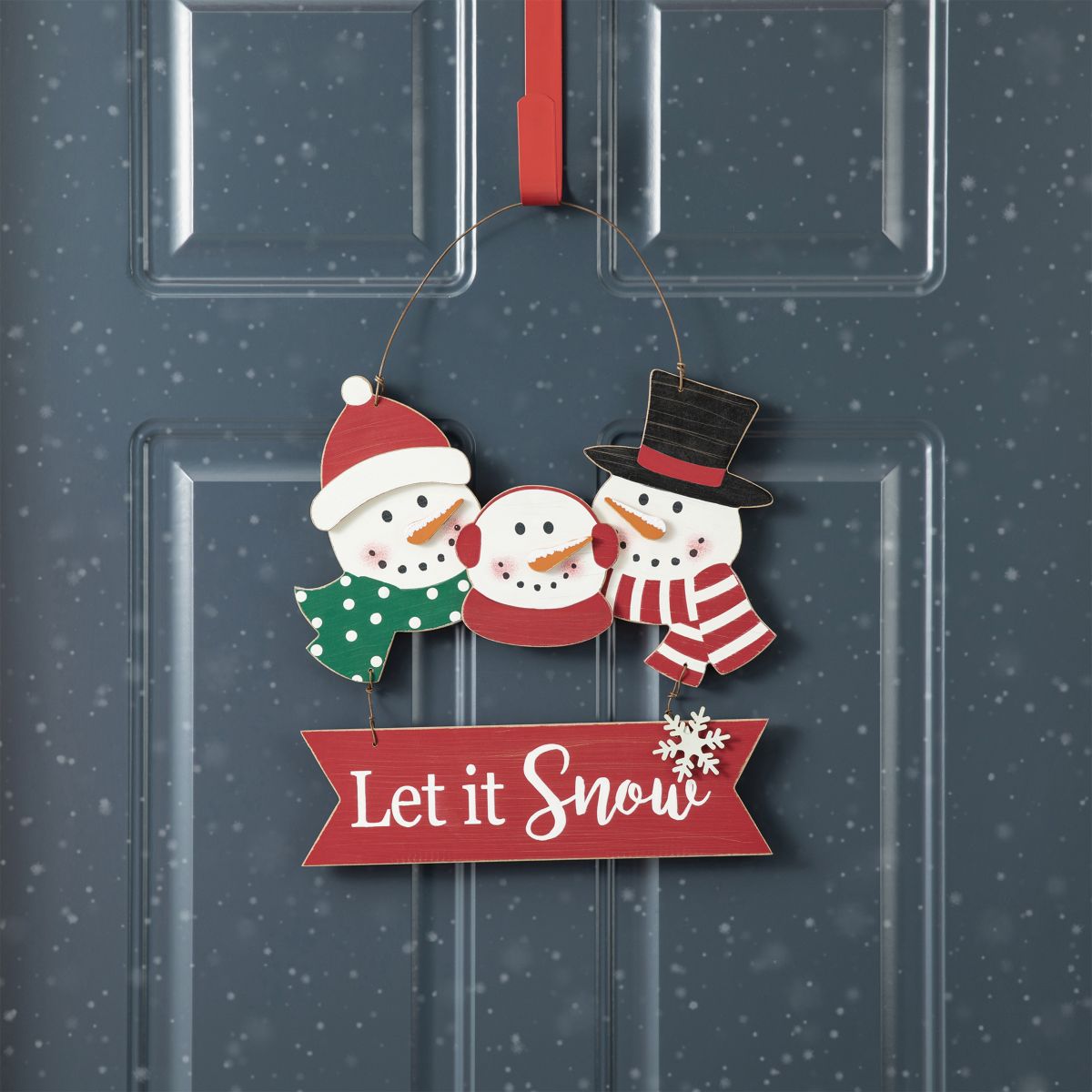 12.75"H Wooden Christmas Snowman Family Wall Decor