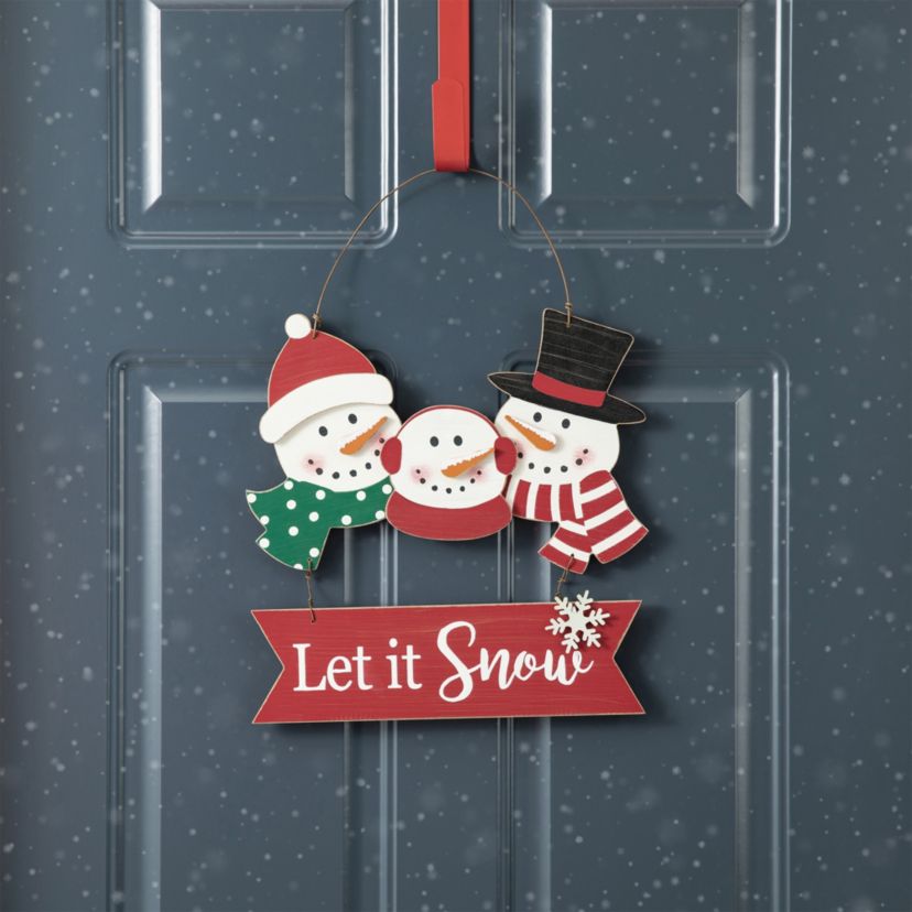 12.75"H Wooden Christmas Snowman Family Wall Decor