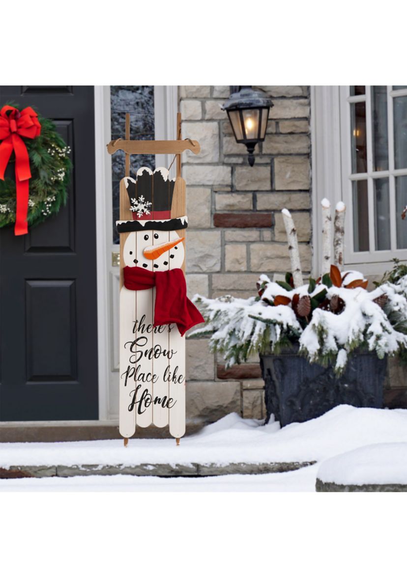 Wooden Christmas Snowman Porch Sign
