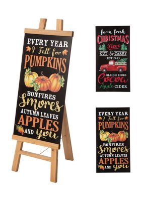 Glitzhome Wooden Easel Porch Sign, W/2 Changeable Double Sided Sign Board