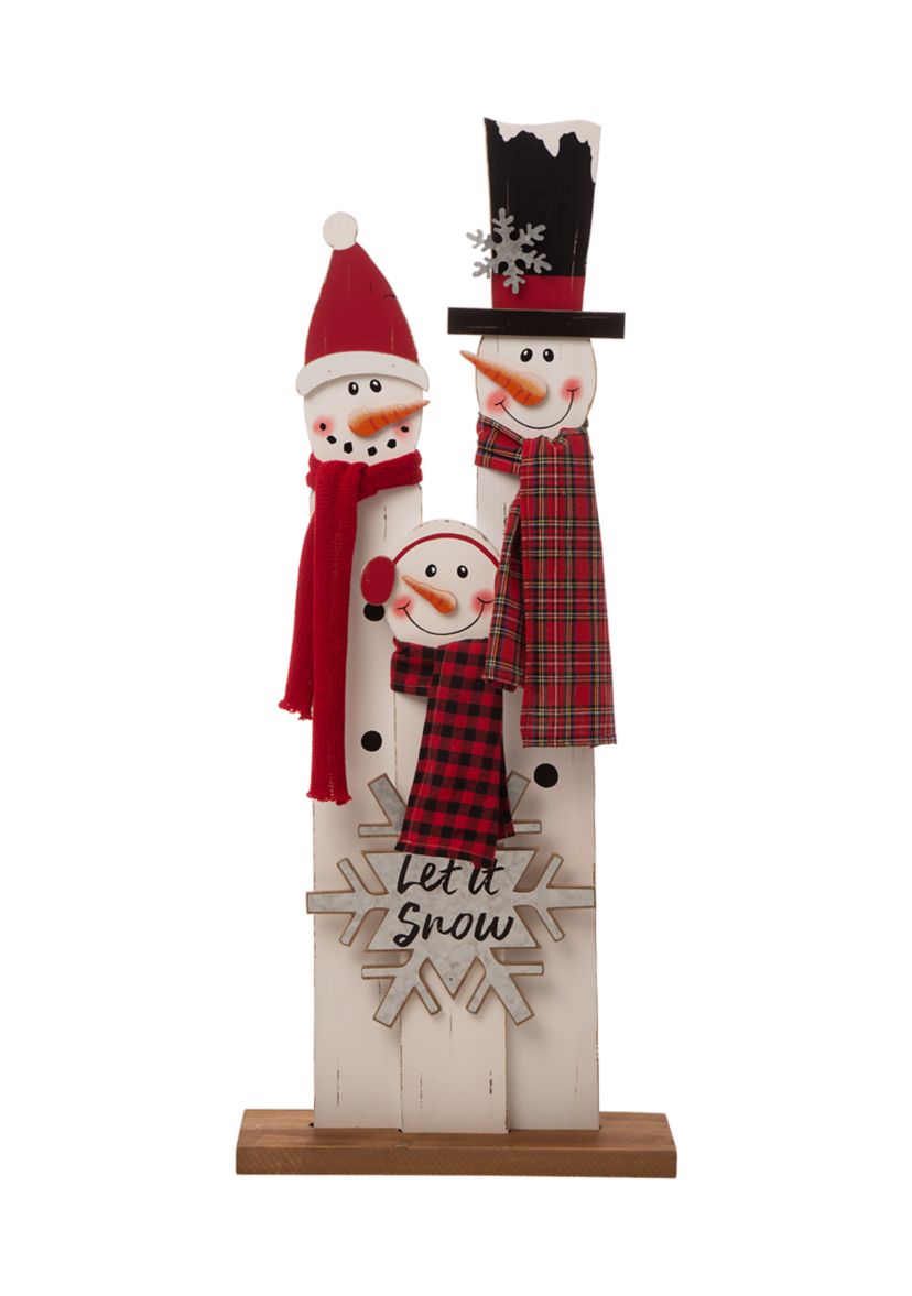 Wooden Snowman Family Porch Décor