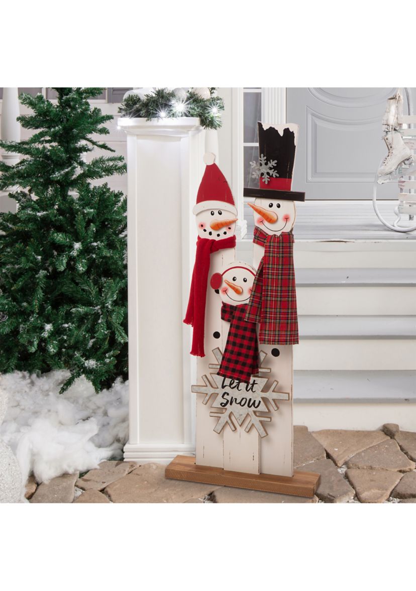 Wooden Snowman Family Porch Décor