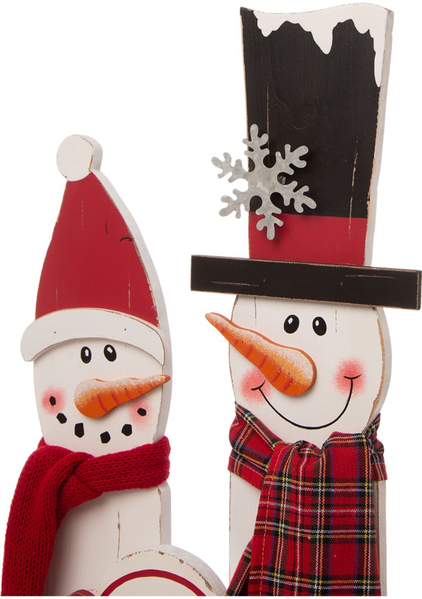 Wooden Snowman Family Porch Décor