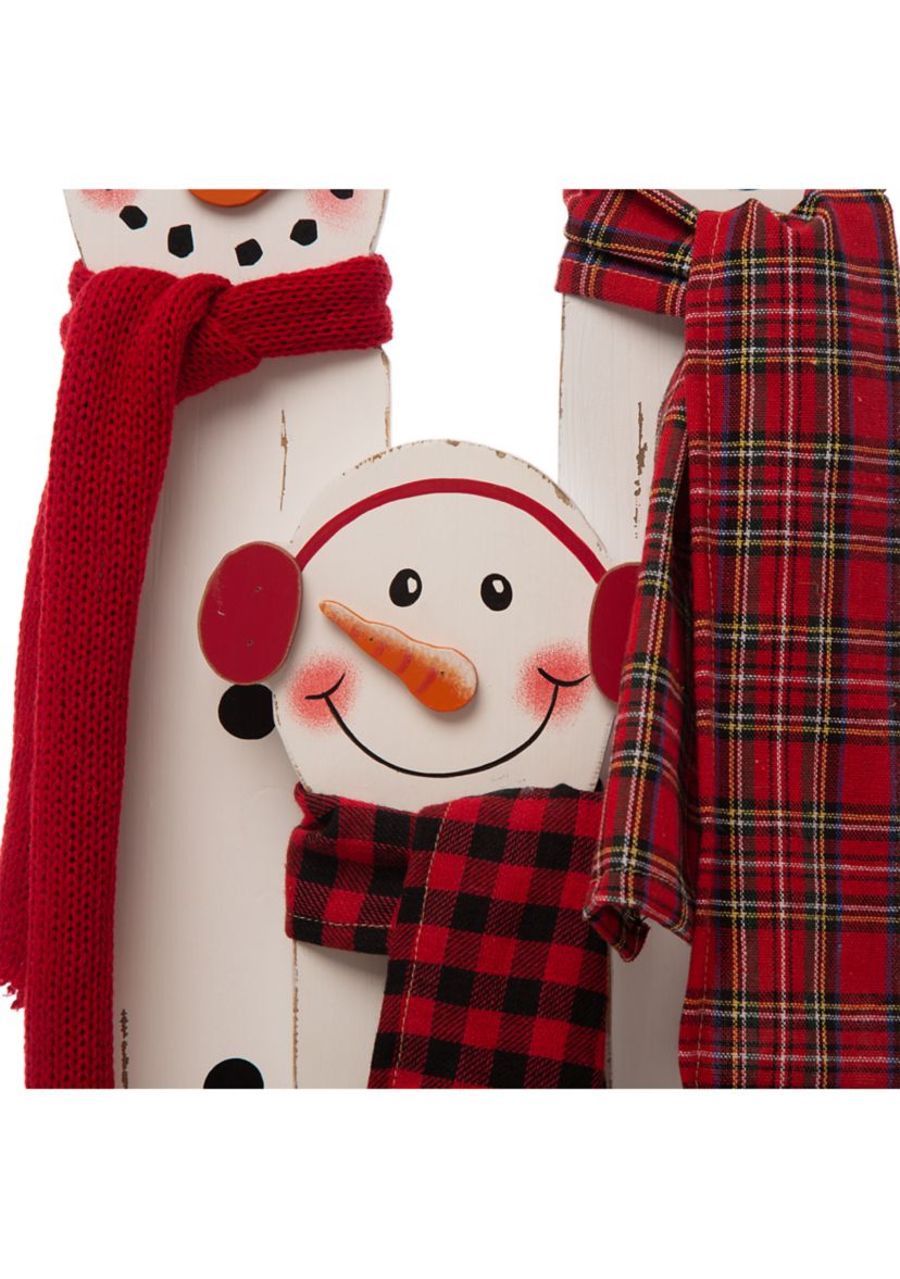 Wooden Snowman Family Porch Décor