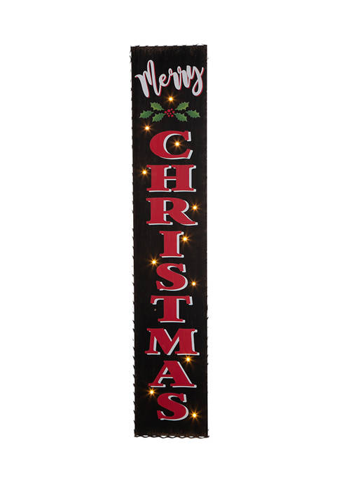 Glitzhome Lighted Wooden Black Christmas Porch Sign