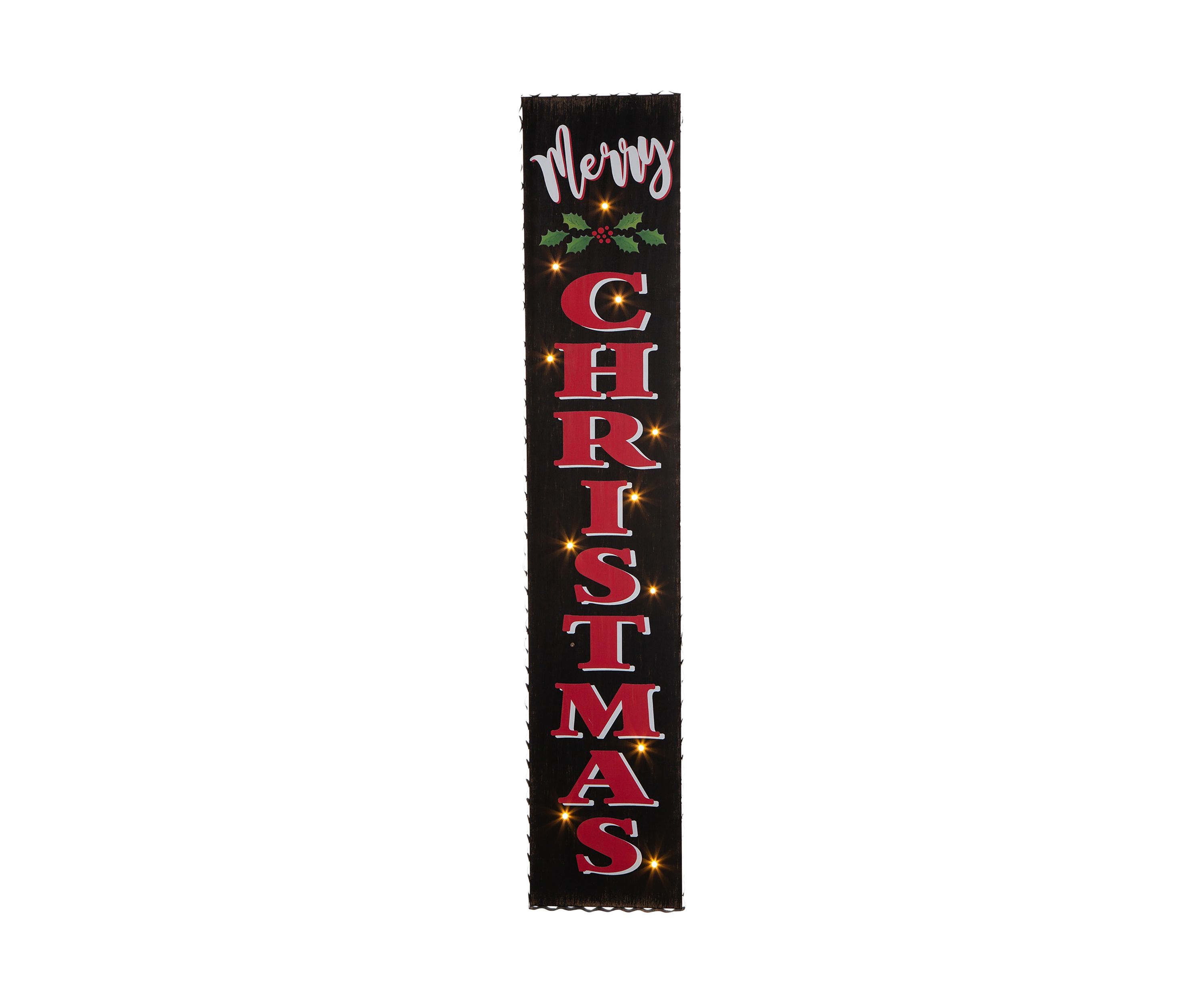 Lighted Wooden Black Christmas Porch Sign