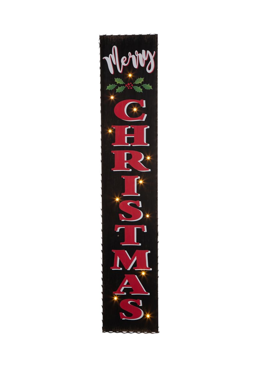 Lighted Wooden Black Christmas Porch Sign