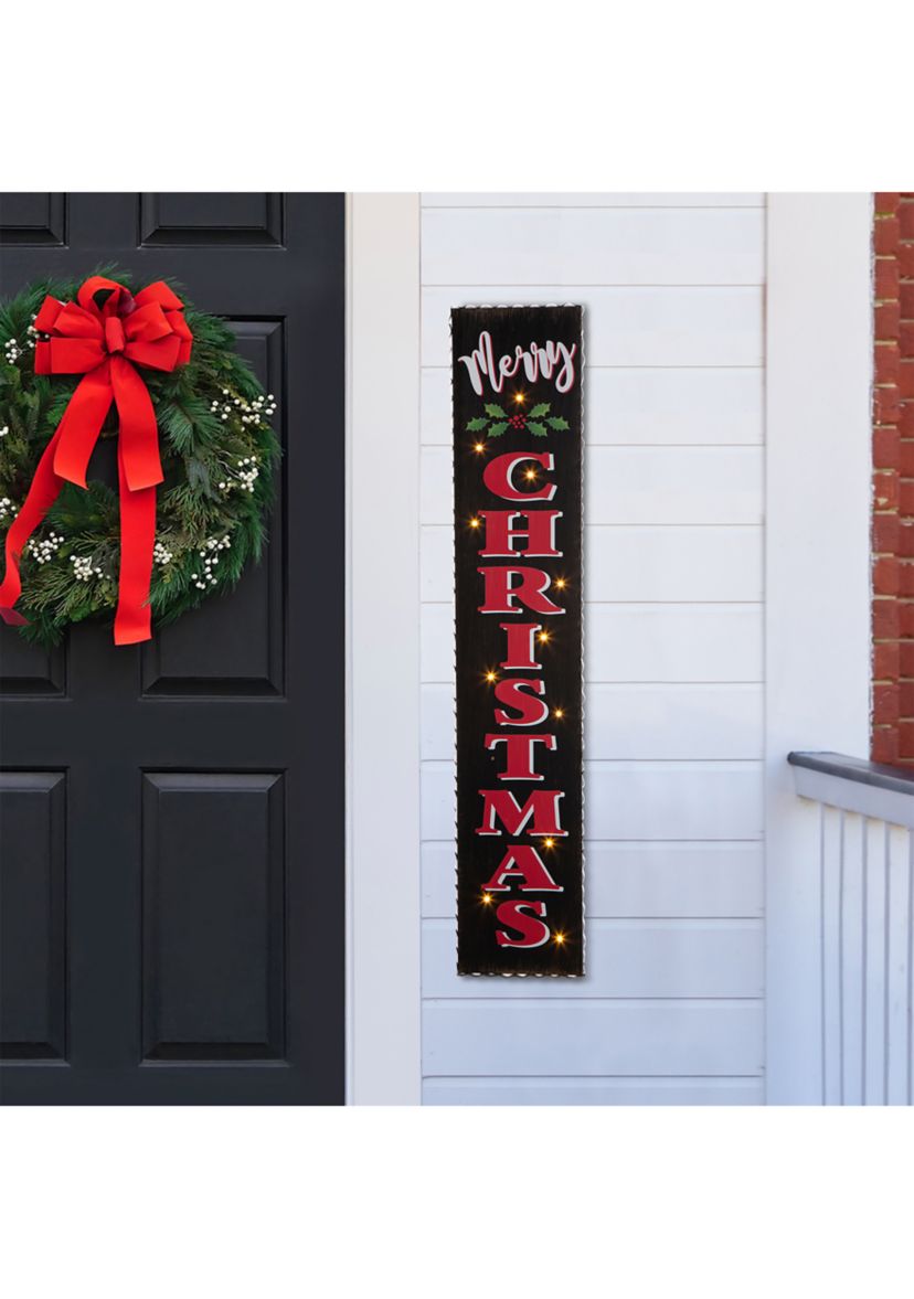 Lighted Wooden Black Christmas Porch Sign