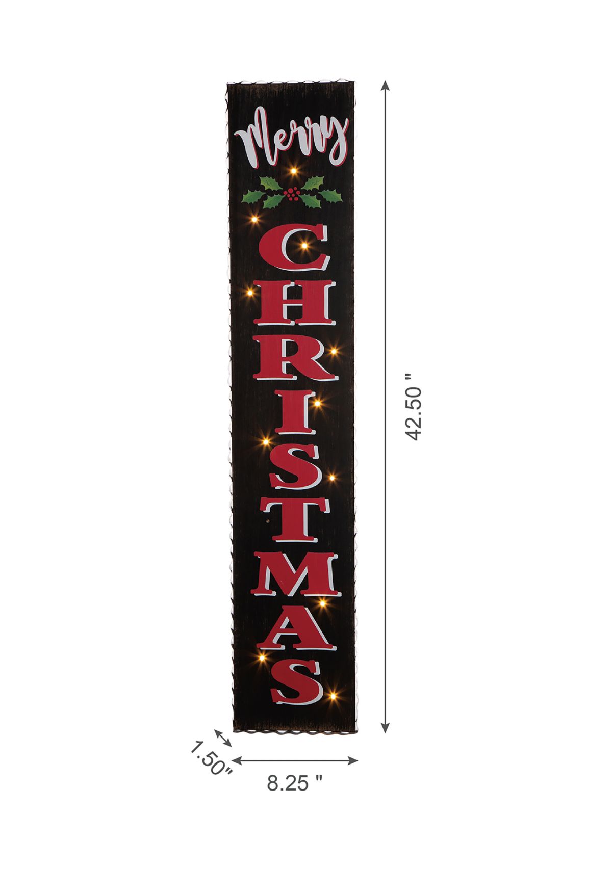 Lighted Wooden Black Christmas Porch Sign