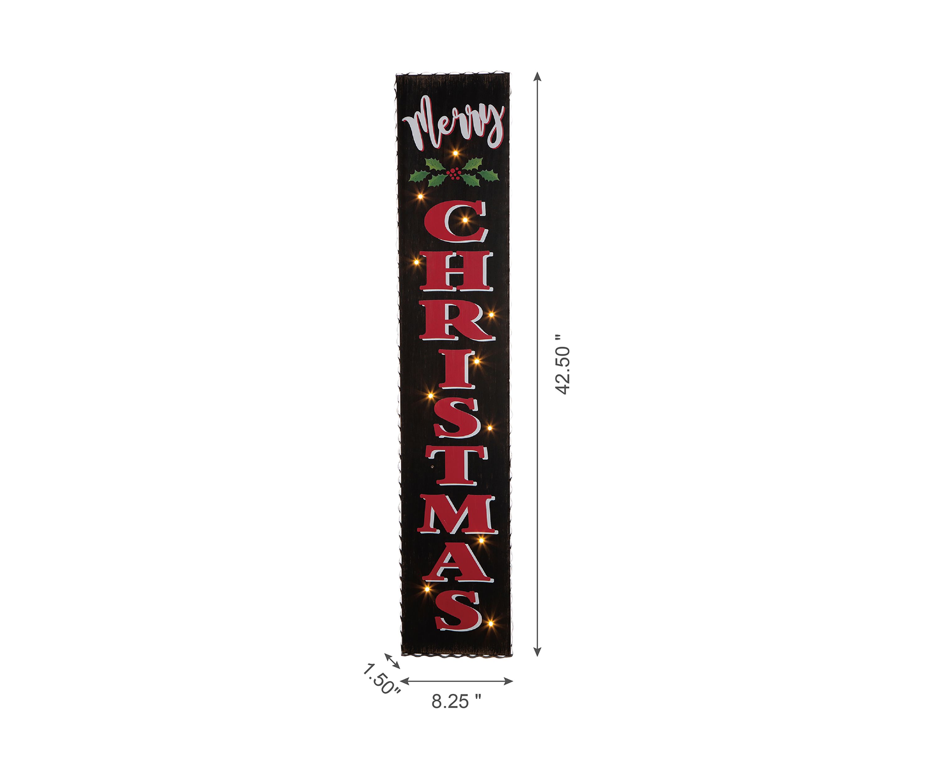 Lighted Wooden Black Christmas Porch Sign