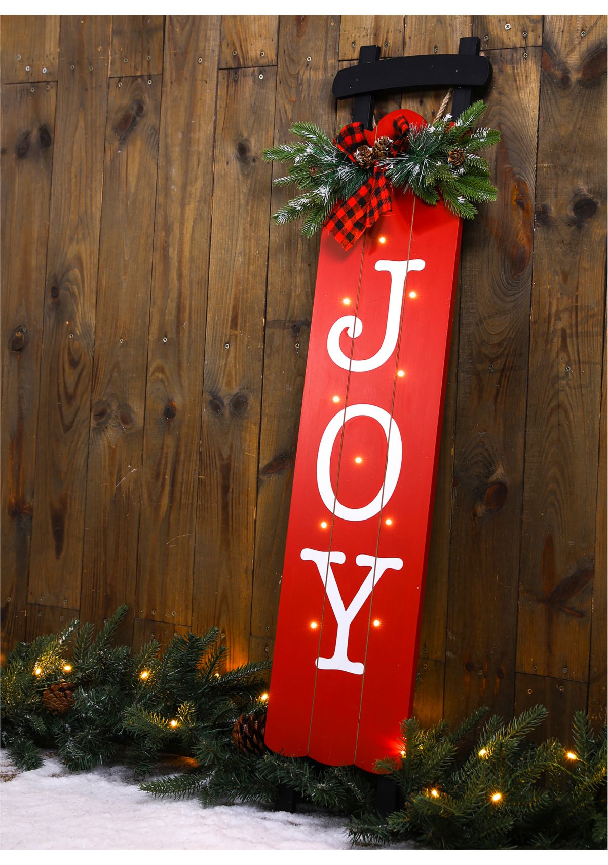 Lighted Wooden Sleigh Joy  Porch Sign